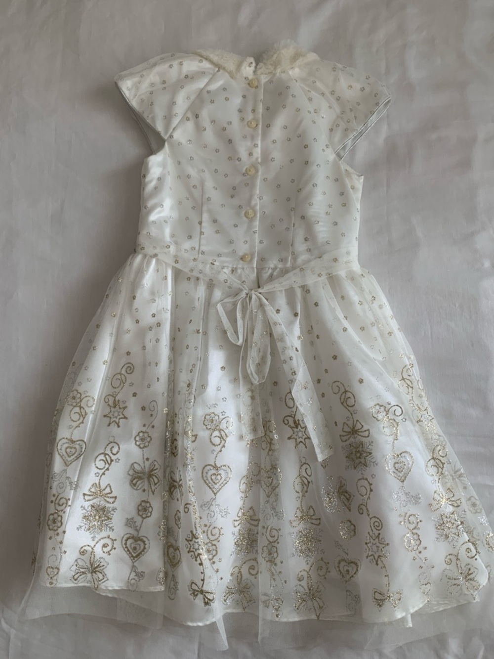 Jona Michelle Style CO3377: Ivory Gold Glitter Snowflake Dress - Picture 7 of 12